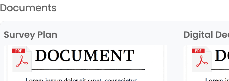 Document Vault showing Survey Plan and Digital Deed documents